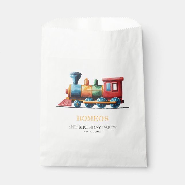 Bolsa De Papel Tren de Chugga Chugga Choo Choo 2 cumpleaños (Anverso)
