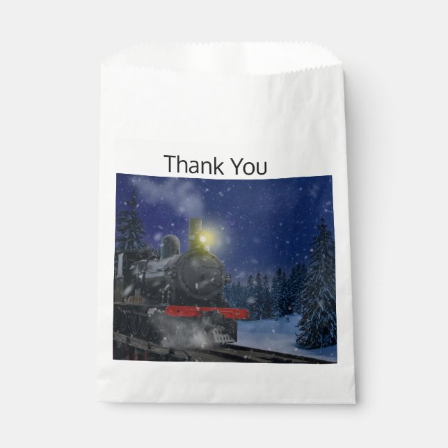 Bolsa De Papel Tren de Navidad en la nieve (Anverso)