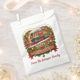 Bolsa De Papel Tren de Navidad Felices Fiestas