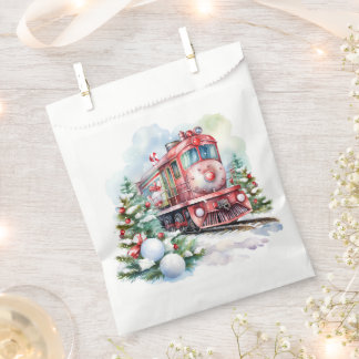 Bolsa De Papel Tren de Navidad Vintage Rojo