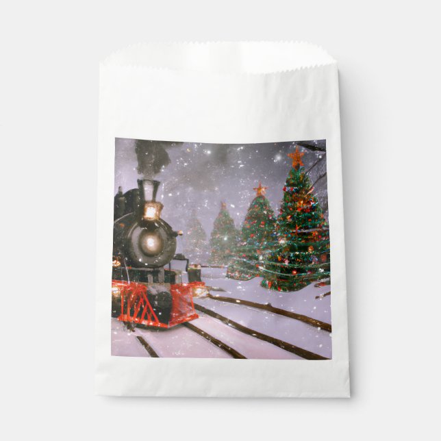 Bolsa De Papel Tren forestal de árboles de Navidad (Anverso)