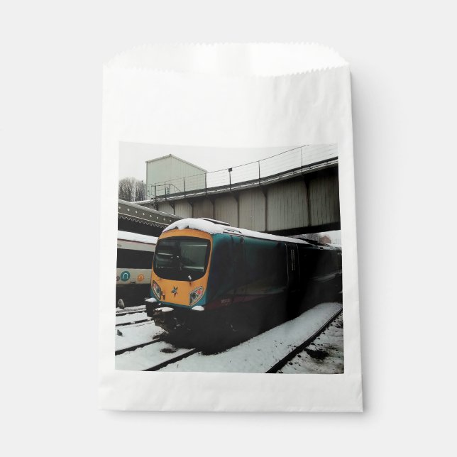 Bolsa De Papel Tren turquesa y amarillo (Anverso)