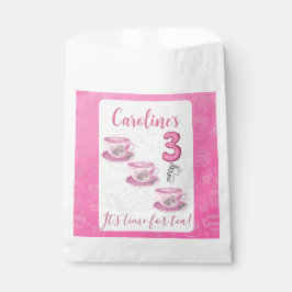 Bolsa De Papel Tres Es hora de té Invitación de cumpleaños número