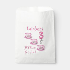 Bolsa De Papel Tres Es hora del té Invitación de cumpleaños númer