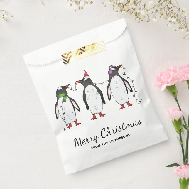 Bolsa De Papel Tres Navidades festivos pingüinos con texto Person (Sellado)