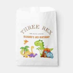 Bolsa De Papel Tres niños Rex Dinosaurio 3 Fiesta de cumpleaños