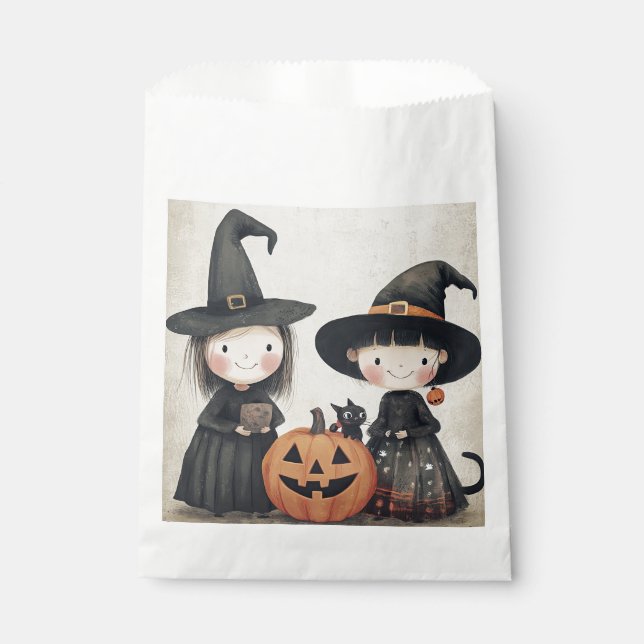 Bolsa De Papel Trick o trato de niños de Halloween retro lindo (Anverso)