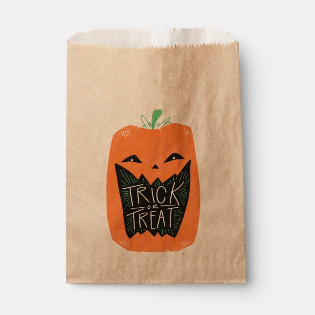 Bolsa De Papel Trick o Trek Calabaza Halloween Trate (Anverso)