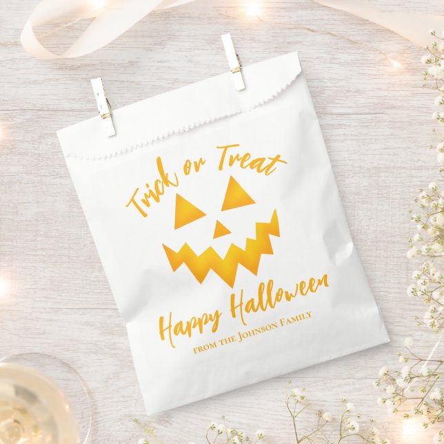 Bolsa De Papel Trick o Trek Jack O Lantern Naranja Halloween (Cortado)