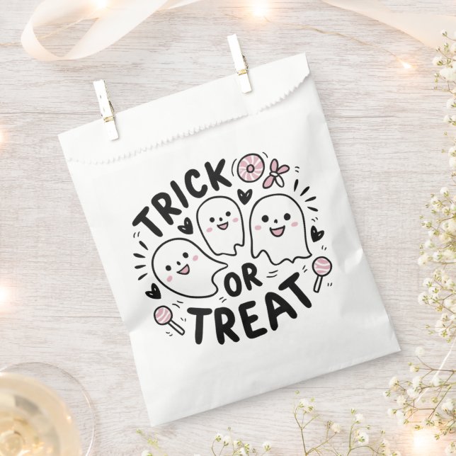 Bolsa De Papel Trick o Tret Cute Ghost Treag (Cortado)