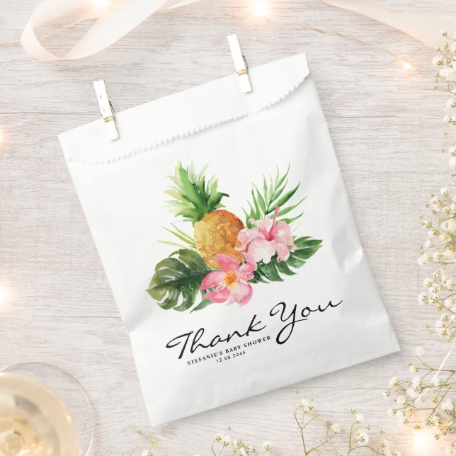 Bolsa De Papel Tropical Pineapple Summer Baby Shower Thank You (Cortado)