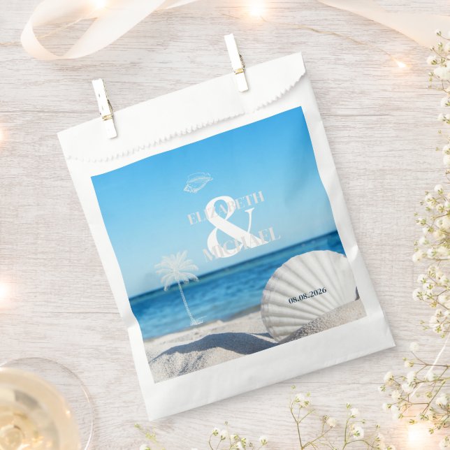 Bolsa De Papel Tropical Wedding Ocean Beach (Cortado)