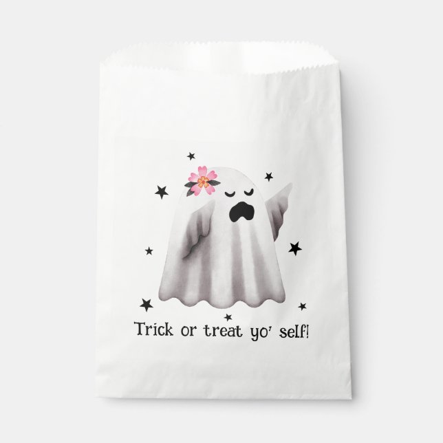 Bolsa De Papel Truco o trato al fantasma de la auto Halloween (Anverso)