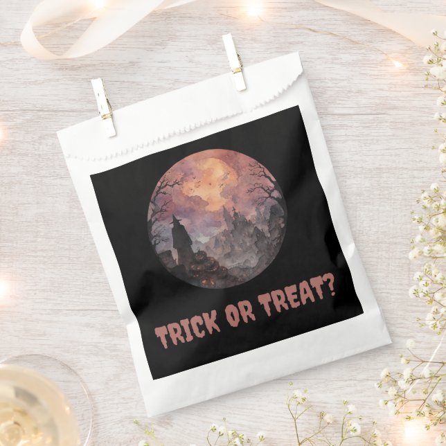 Bolsa De Papel ¿Truco o trato? | Bolsas Black Halloween Candy Fav (Cortado)