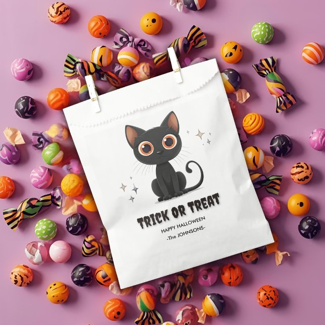 Bolsa De Papel Truco o trato de Halloween - gato negro Personaliz (Subido por el creador)