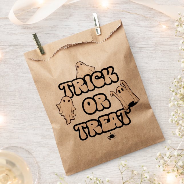 Bolsa De Papel Truco o trato de Halloween retro ghosts (Cortado)