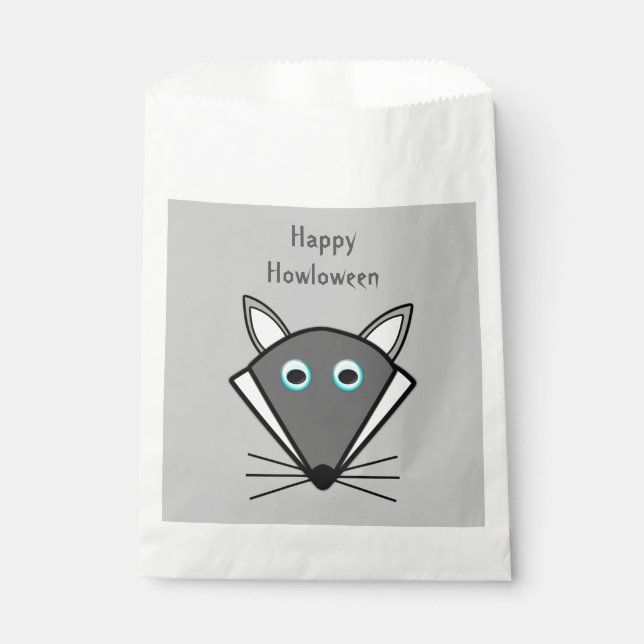 Bolsa De Papel Truco o truco personalizado del lobo de Halloween (Anverso)