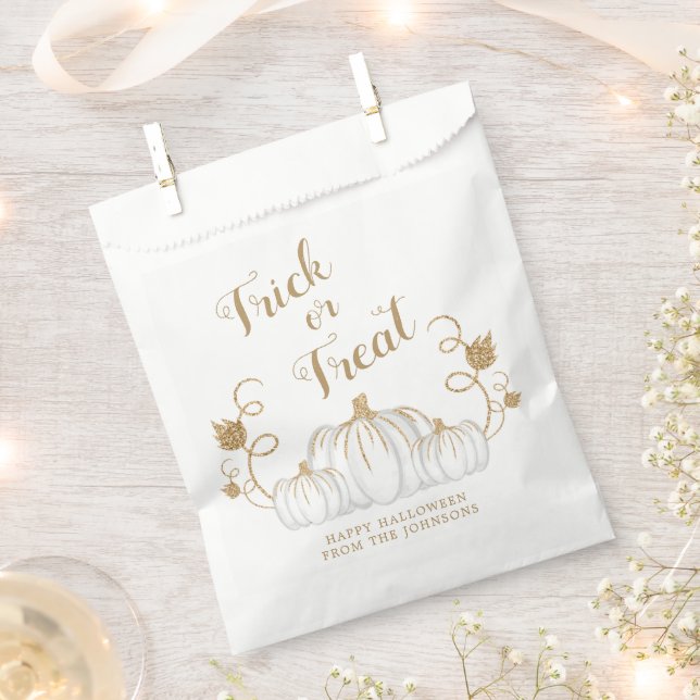 Bolsa De Papel Trucos De Calabaza O Tratamiento De Halloween (Cortado)
