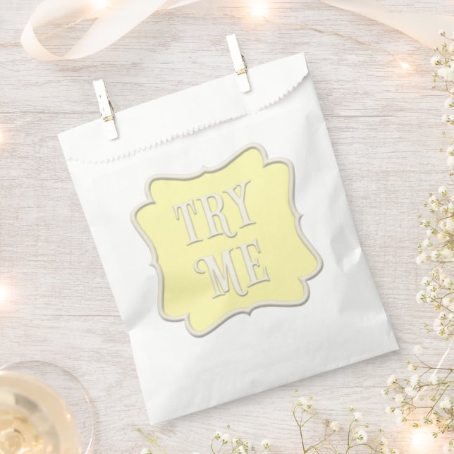 Bolsa De Papel "Try Me" Wonderland Tea Fiesta Pastel Amarillo (Cortado)