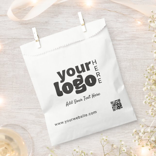 Bolsa De Papel Tu Logo Aquí Código Qr Moderno Mínimo Simple (Cortado)