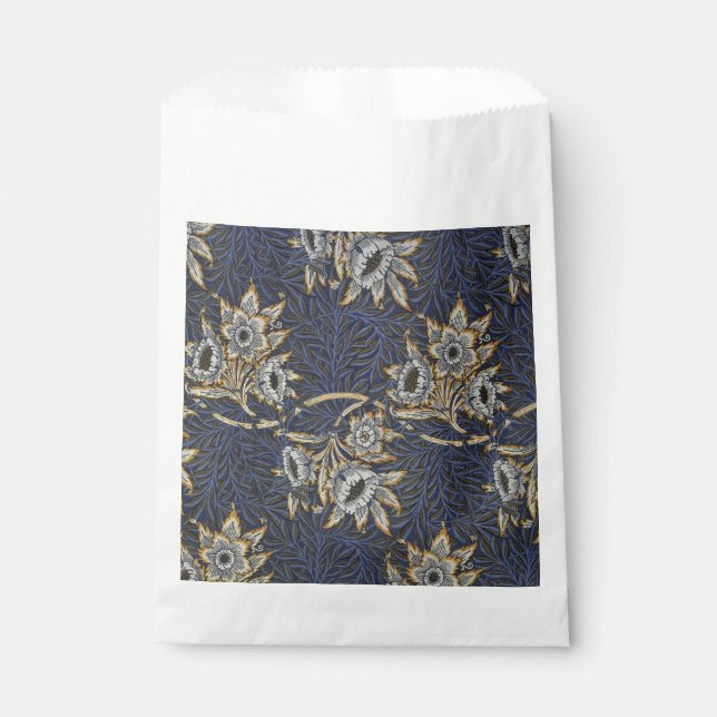 Bolsa De Papel Tulipán de sauce patrón azul floral de William Mor (Anverso)