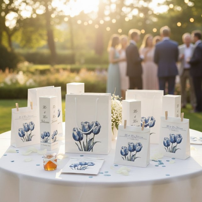 Bolsa De Papel Tulipanes en Azul de Delft personalizables (Subido por el creador)