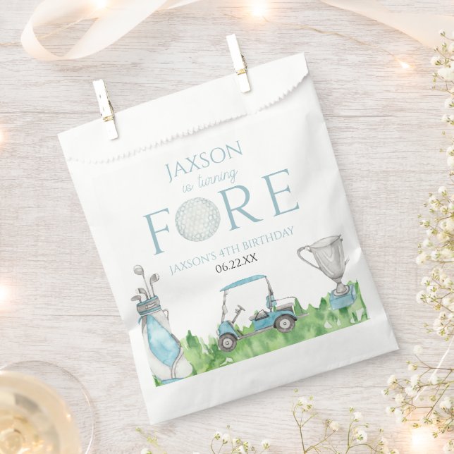 Bolsa De Papel Turning Fore Blue Golf cuarto Fiesta de cumpleaños (Cortado)