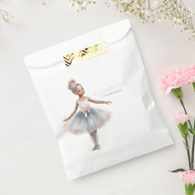 Bolsa De Papel Tutu Cute Elegant Ballerina Watercolor Cumpleaños (Sellado)