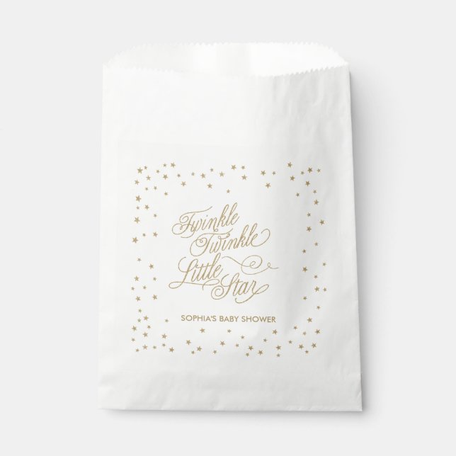 Bolsa De Papel Twinkle Little Star Gold Baby Shower (Anverso)
