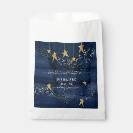 Bolsa De Papel Twinkle Little Star Gold Navy Blue Boy Baby Shower