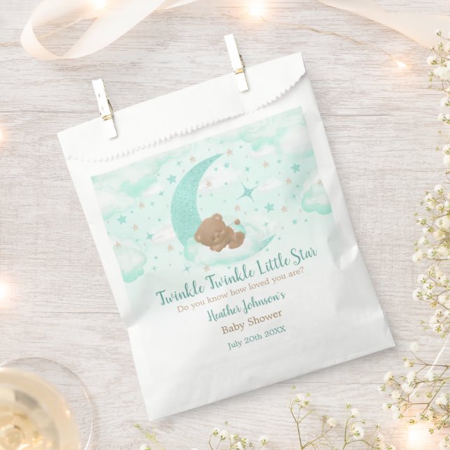 Bolsa De Papel Twinkle Twinkle Little Star Bear Baby Shower (Cortado)