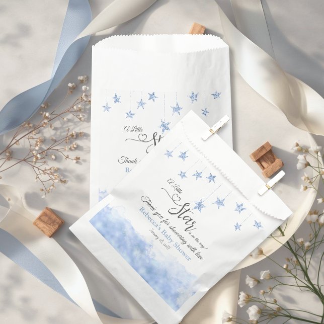Bolsa De Papel Twinkle Twinkle Little Star Blue Boy Baby Shower (Subido por el creador)