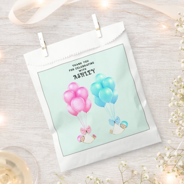 Bolsa De Papel Twins Baby Shower Gracias (Cortado)