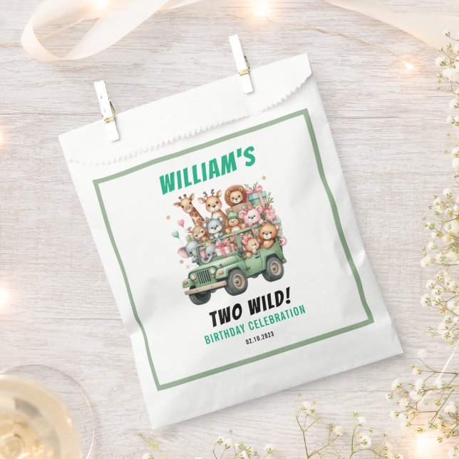 Bolsa De Papel Two Wild Safari Animal 2nd Birthday Party (Cortado)