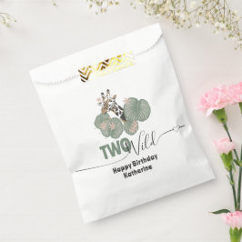 Bolsa De Papel Two Wild Tropical Giraffe Animal Birthday Party