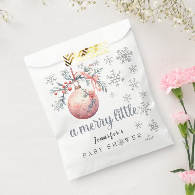 Bolsa De Papel Un alegre Navidad pequeño Ball Winter Baby Shower (Sellado)