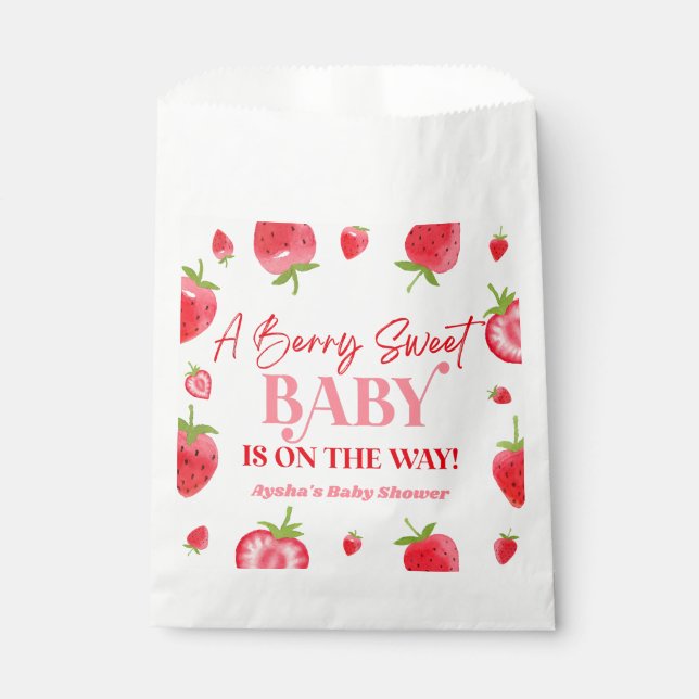 Bolsa De Papel Un Berry Sweet Baby Strawberry Baby Shower (Anverso)