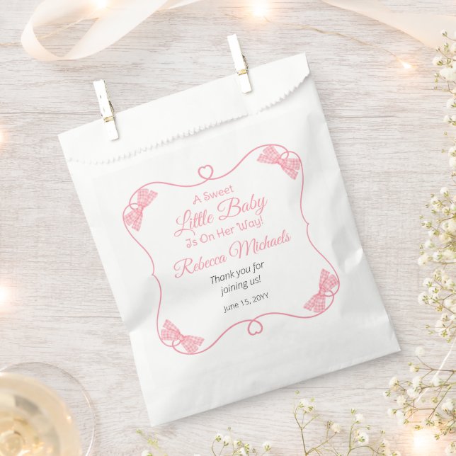 Bolsa De Papel Un dulce bebé rosado se dobla Chica Baby Shower (Cortado)