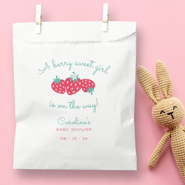 Bolsa De Papel Un dulce Chica Baby Shower Strawberry Floral (Subido por el creador)