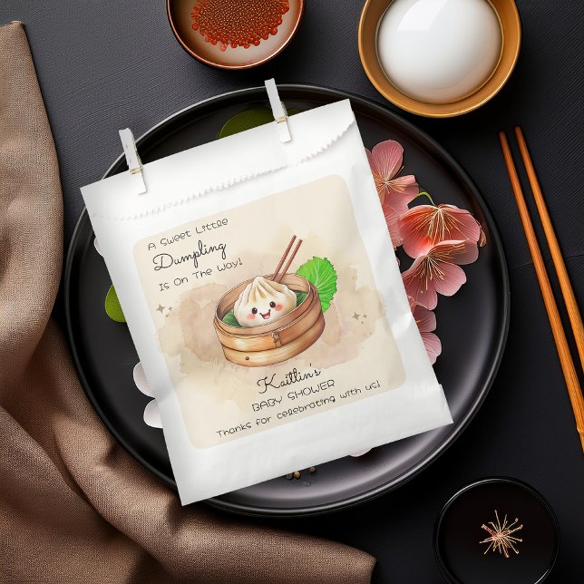 Bolsa De Papel Un dulce y pequeño asunto de Kwai Baby Shower ("A Sweet Little Dumpling Is On The Way!" Kwai Steamed Dumpling Baby Shower Favor Bags)