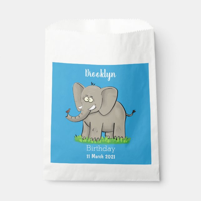 Bolsa De Papel Un extraño elefante gracioso con un pájaro en el p (Anverso)