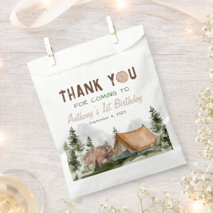 Bolsa De Papel Un Feliz Bosque De Oso De Camper Gracias Cumpleaño