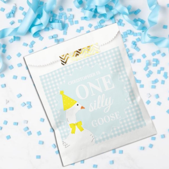 Bolsa De Papel Un ganso tonto Gingham cumpleaños 1 (Subido por el creador)