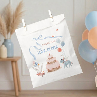 Bolsa De Papel Un Ganso Tonto Primer Cumpleaños Acuarela Animales