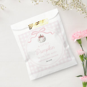 Bolsa De Papel Un lazo rosa de pequeña calabaza Otoño Baby Shower