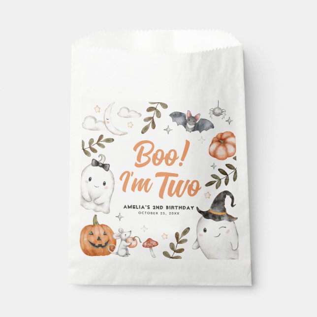 Bolsa De Papel ¡Un lindo boo de cumpleaños de Halloween! Soy dos  (Anverso)