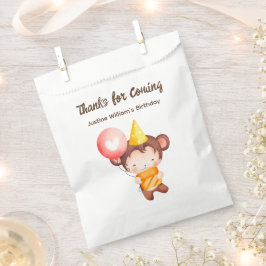 Bolsa De Papel Un mono lindo bebé con torta, gracias Fiesta