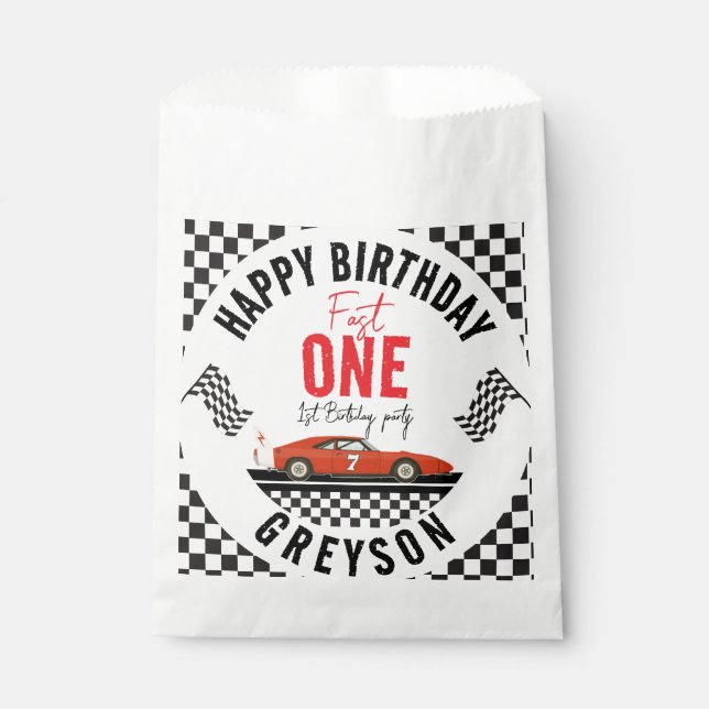 Bolsa De Papel Un niño de coche de carrera rápida Fiesta de cumpl (Anverso)
