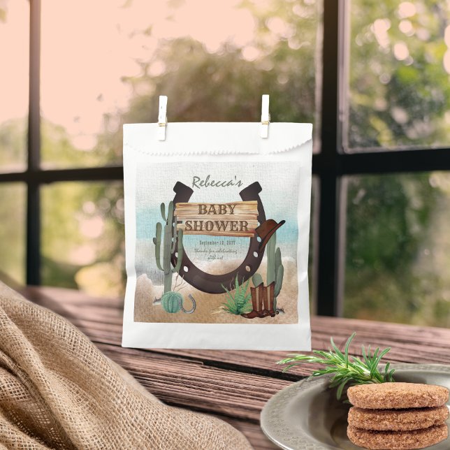 Bolsa De Papel Un niño pequeño niño occidental Baby Shower (A Little Cowboy Rustic Western Horseshoe Boy Baby Shower Favor Bags)