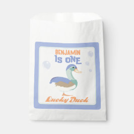 Bolsa De Papel Un Pato Afortunado &  Burbujas Cumpleaños Pastel P